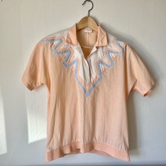 Vintage pink collared top - Picture 1 of 10